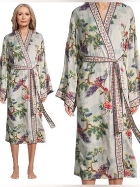 World Market Miyake Multicolor Bird And Botanical Robe size O/S